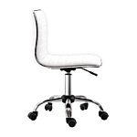 Homcom Adjustable Swivel Office Chair With Armless Mid-back In Pu Leather And Chrome Base - White