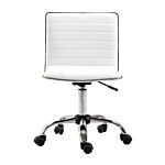 Homcom Adjustable Swivel Office Chair With Armless Mid-back In Pu Leather And Chrome Base - White