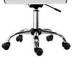 Homcom Adjustable Swivel Office Chair With Armless Mid-back In Pu Leather And Chrome Base - White