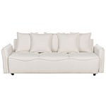 Sofa Bed White Convertible Sleeper With Storage Additional Cushions Removable Covers Modern Minimalist Style Living Room Bedroom Beliani