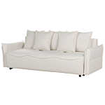 Sofa Bed White Convertible Sleeper With Storage Additional Cushions Removable Covers Modern Minimalist Style Living Room Bedroom Beliani