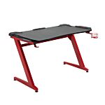 Homcom Gaming Desk, Ergonomic Home Office Desk, Gamer Workstation Racing Table, With Headphone Hook And Cup Holder, 122 X 66 X 86cm, Black And Red