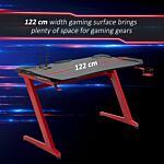 Homcom Gaming Desk, Ergonomic Home Office Desk, Gamer Workstation Racing Table, With Headphone Hook And Cup Holder, 122 X 66 X 86cm, Black And Red