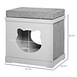 Pawhut Cat House Bed Kitten Cave Cube Indoor For Small Pet With Removable Sisal Scratching Pads Soft Cushions, 41x30x36 Cm, Grey