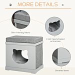 Pawhut Cat House Bed Kitten Cave Cube Indoor For Small Pet With Removable Sisal Scratching Pads Soft Cushions, 41x30x36 Cm, Grey