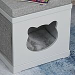 Pawhut Cat House Bed Kitten Cave Cube Indoor For Small Pet With Removable Sisal Scratching Pads Soft Cushions, 41x30x36 Cm, Grey