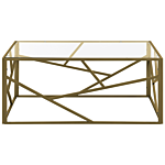 Coffee Table Gold Metal Frame Glass Top Geometric Glam Design Beliani