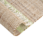 Area Rug Beige And Light Green Jute 160 X 230 Cm Rectangular With Tassels Striped Pattern Handwoven Boho Style Hallway Beliani