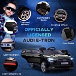 Homcom 12v Audi E-tron Licensed Ride On Car, Two Motors Battery Powered Toy With Remote Control, Lights, Music, Horn, Black