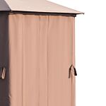 Outsunny Hexagon Gazebo Patio Canopy Party Tent Outdoor Garden Shelter W/ 2 Tier Roof & Side Panel - Brown