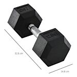 Homcom 12.5kg Single Rubber Hex Dumbbell Portable Hand Weights Dumbbell Home Gym Workout Fitness Hand Dumbbell