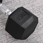 Homcom 12.5kg Single Rubber Hex Dumbbell Portable Hand Weights Dumbbell Home Gym Workout Fitness Hand Dumbbell