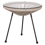 Bistro Set Light Grey Pe Rattan 3 Piece 2 Seater Modern Round Indoor Outdoor Beliani