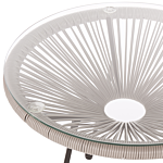 Bistro Set Light Grey Pe Rattan 3 Piece 2 Seater Modern Round Indoor Outdoor Beliani