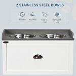 Pawhut Stainless Steel Raised Dog Bowls With 21l Storage Drawer For Large Dogs And Cats - White