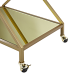 Kitchen Trolley Gold Metal Frame Mirrored Tops Glamour Bar Cart With Lockable Castors Beliani