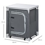 Outsunny 2-shelf Camping Cupboard Wardrobes Kitchen Station Cook Table Aluminum, Storage Organiser For Bbq Party Picnics Backyards With Carrying Bag