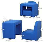 Homcom 2 In 1 Toddler Sofa Chair, 48 X 44 X 41 Cm, For Game Relax Playroom, Blue