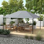 Outsunny 3 X 4m Gazebo Canopy Replacement Cover, Gazebo Roof Replacement (top Cover Only), Light Grey