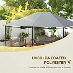 Outsunny 3 X 4m Gazebo Canopy Replacement Cover, Gazebo Roof Replacement (top Cover Only), Light Grey