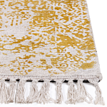 Viscose Area Rug Yellow Beige 140 X 200 Cm Oriental Distressed Living Room Bedroom Beliani