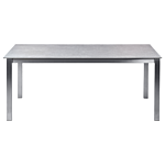 Garden Table Grey Tempered Glass Table Top Stainless Steel Frame Rectangular 180 X 90 Cm 6 Seater Beliani