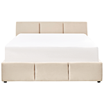 Ottoman Bed Light Beige Velvet Upholstery Eu King Size 5ft3 Tufted Headboard Storage Function Beliani