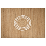 Area Rug Beige Jute 160 X 230 Cm Braided Handmade Cut-out Pattern Natural Boho Style Textile Beliani