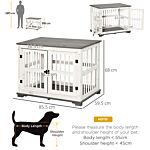 Pawhut Wooden Dog Crate Furniture Pet Kennel Cage End Table For Small Medium Dogs, Indoor, White, 85.5 X 59.5 X 68 Cm