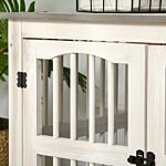 Pawhut Wooden Dog Crate Furniture Pet Kennel Cage End Table For Small Medium Dogs, Indoor, White, 85.5 X 59.5 X 68 Cm