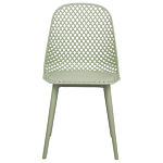 Set Of 4 Dining Chairs Light Green Synthetic Seat And Legs Open Net Design Backrest Modern Minimalist Beliani