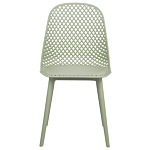 Set Of 4 Dining Chairs Light Green Synthetic Seat And Legs Open Net Design Backrest Modern Minimalist Beliani