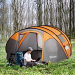 Outsunny 4-5 Person Pop-up Camping Tent Waterproof Family Tent W/ 2 Mesh Windows & Pvc Windows Portable Carry Bag For Outdoor Trip