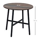 Homcom 85cm Dining Room Table, Industrial Style Kitchen Table Round With Steel Legs, Rustic Brown