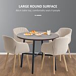 Homcom 85cm Dining Room Table, Industrial Style Kitchen Table Round With Steel Legs, Rustic Brown