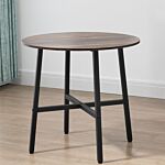 Homcom 85cm Dining Room Table, Industrial Style Kitchen Table Round With Steel Legs, Rustic Brown