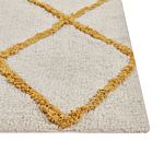 Area Rug White And Yellow Cotton 160 X 230 Cm Geometric Pattern Rectangular Hand Woven Modern Design Beliani