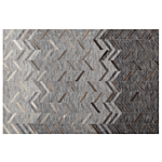 Area Rug 140 X 200 Cm Grey Cowhide Leather Geometric Beliani