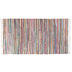 Area Rug Light Multicolour Cotton Polyester 80 X 150 Cm Striped With Fringe Rectangular Handmade Boho Eclectic Beliani