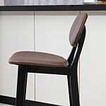 Homcom Bar Stools Set Of 2, Modern Breakfast Bar Chairs, Faux Leather Upholstered Kitchen Stools With Backs And Wood Legs, Brown