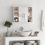 Homcom Bathroom Mirror Cabinet, Wall Mounted Medicine Cabinet With Storage Cupboard And Adjustable Shelf, White