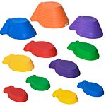 Outsunny Kids Balance Stepping Stones 11-piece Fish Shape Non-slip Obstacle Course Stackable Balance Blocks Exercise Toddler Balance - Multicoloured