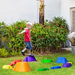 Outsunny Kids Balance Stepping Stones 11-piece Fish Shape Non-slip Obstacle Course Stackable Balance Blocks Exercise Toddler Balance - Multicoloured