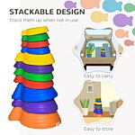 Outsunny Kids Balance Stepping Stones 11-piece Fish Shape Non-slip Obstacle Course Stackable Balance Blocks Exercise Toddler Balance - Multicoloured