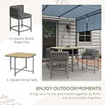 Outsunny 5 Pieces Pe Rattan Dining Sets With Cushions, Space-saving Design Rattan Cube Garden Furniture With Stone Composite Board Top, For Indoor & Outdoor, Grey