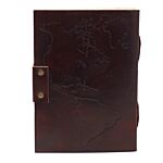 Leather World Map & Stitching Notebook (7x5")