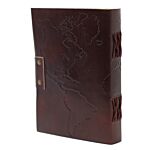 Leather World Map & Stitching Notebook (7x5")