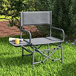 Outsunny Folding Directors Camping Chair, With Side Table - Grey