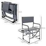 Outsunny Folding Directors Camping Chair, With Side Table - Grey