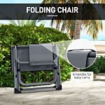 Outsunny Folding Directors Camping Chair, With Side Table - Grey